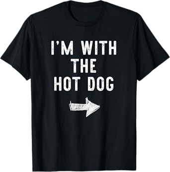 I'm With The Hot Dog Costume Halloween Couple HotDog T-Shirt for Men Women Kids
