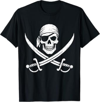 Pirate Skull And Crossbones Skeleton Halloween For Kids Boys T-Shirt