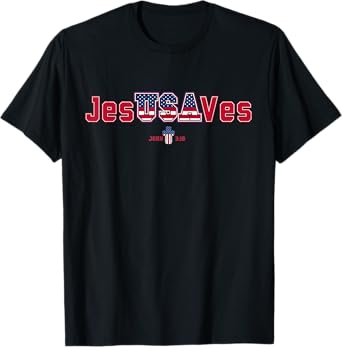 Jesus Saves USA American Flag Patriotic Christian T-Shirt