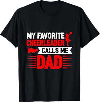 Red Cheer Dad Family Father Cheerleader Squad T-Shirt