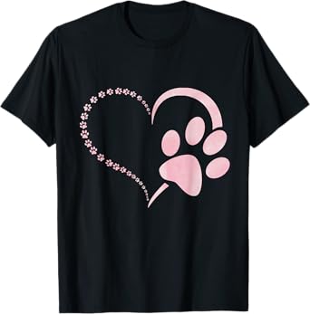 Light pink watercolor Dog paw print heart paws dog lovers T-Shirt