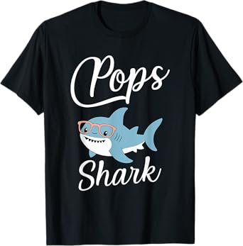 Pops Shark Funny Matching Family Grandpa T-Shirt