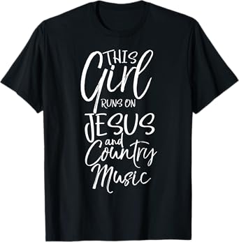 Christian Women's This Girl Runs on Jesus and Country Music T-Shirt