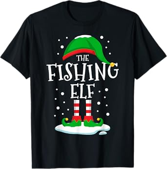 The Fishing Elf Christmas Family Matching Xmas Fisherman Men T-Shirt