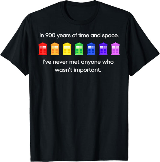 900 Years of Time and Space Shirt PRIDE Rainbow Police Box T-Shirt