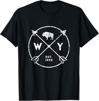 Wyoming Adventure Est 1890 Buffalo Arrows State Hometown T-Shirt