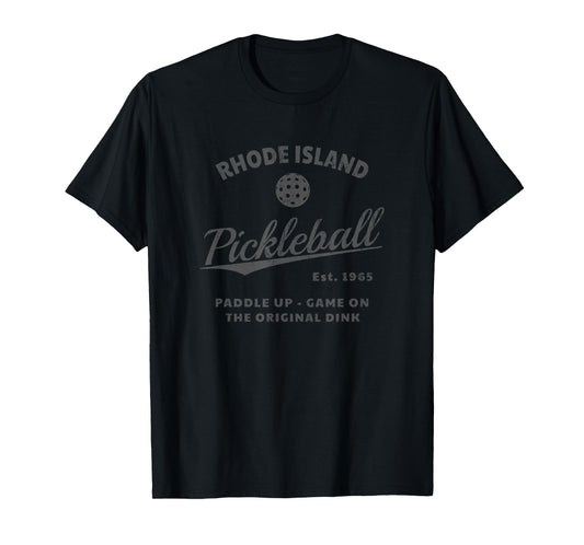 Rhode Island Themed Pickleball - Retro-Style Pickleball T-Shirt