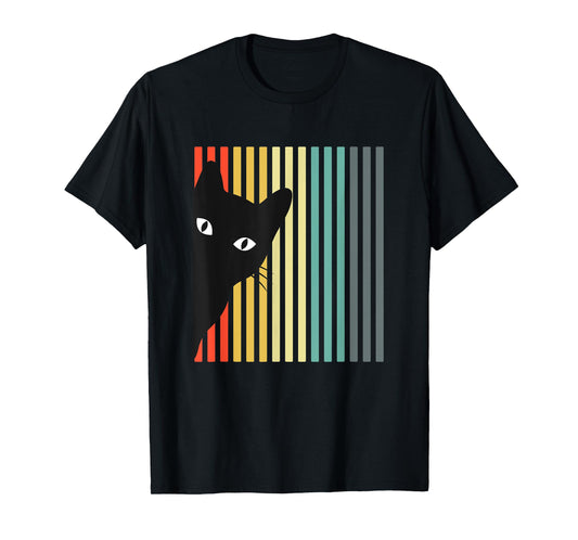 Black Cat Retro Color Cat Lover Design Cat Owner T-Shirt