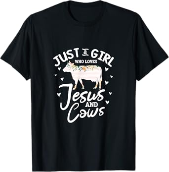 Cow Jesus Christian Just A Girl Who Loves Jesus and Cows T-Shirt