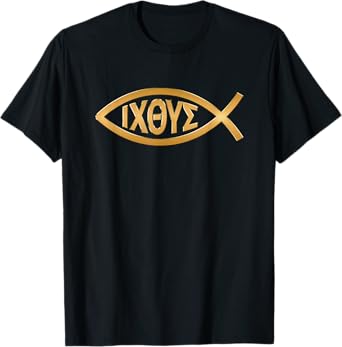 Christian Shirt - Ichthys Jesus Fish Symbol Emblem - Faith T-Shirt
