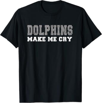 Hootie Shirt Dolphins Make Me Cry Distressed Vintage Print T-Shirt