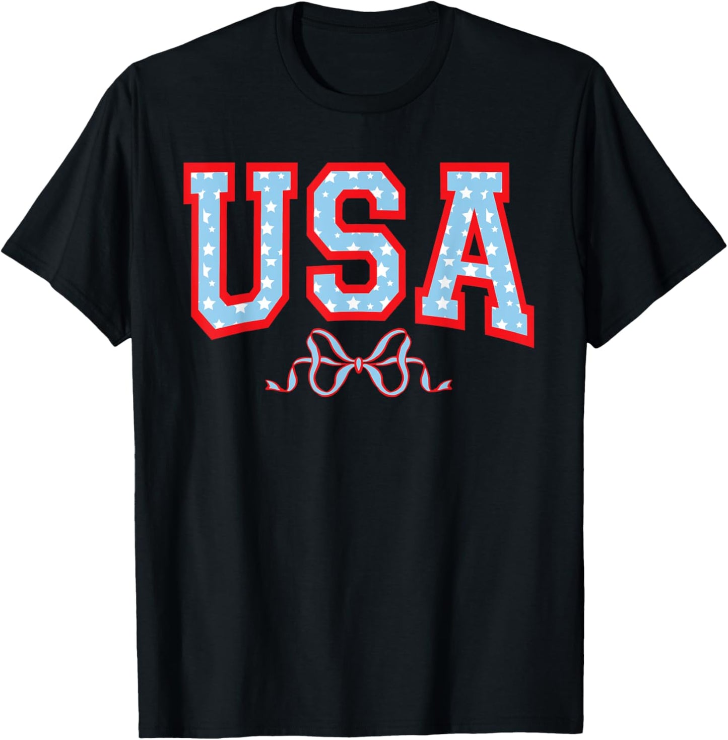 USA 1776 American Patriotic America 4th Of July Coquette Bow T-Shirt
