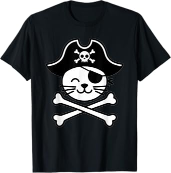Pirate Cat Crossbones Cat Lover Cats Kitten Owner T-Shirt for Men Women Kids