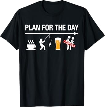 Plan For The Day Coffee Fish Beer Funny Adult Mens Fishing T-Shirt