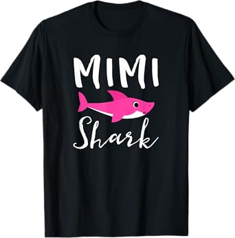 Mimi Shark Grandma Grandmother Pink Shark Graphic T-Shirt