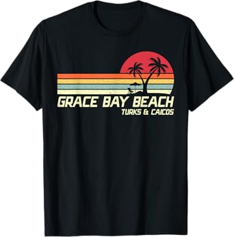 Summer Vacation Vintage Turks And Caicos Grace Bay Beach T-Shirt for Men Women Kids
