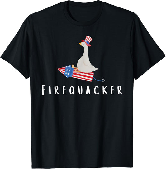 Fire Quacker Funny Meme Goose Fireworks America 4th Of July T-Shirt