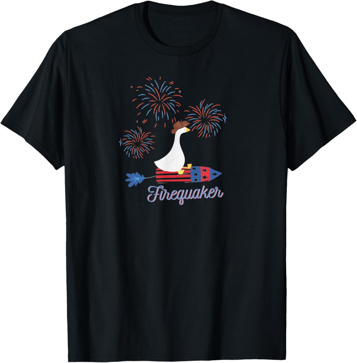 Cute Americana 4th Of July Firework Goose Firequaker T-shirt