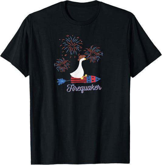 Cute Americana 4th Of July Firework Goose Firequaker T-shirt
