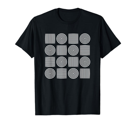 Retro Concentric Circles Stripes Bauhaus 1 Shapes Mania T-Shirt