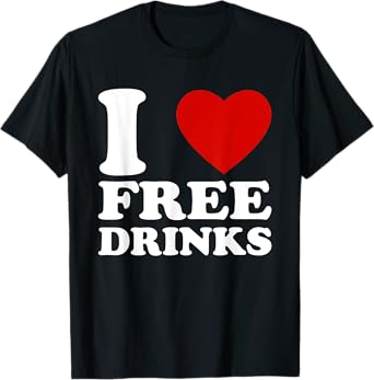 I Love Free Drinks Retro I Heart Free Drinks T-Shirt