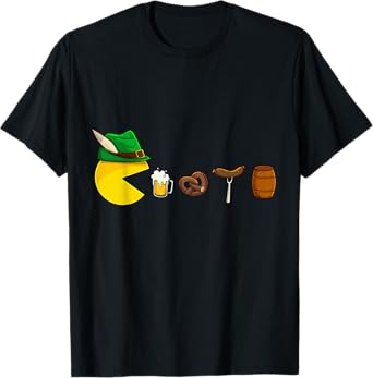 Oktoberfest Video Game Lederhosen Beer Pretzel Funny Prost T-Shirt