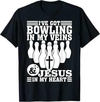 Funny Bowling Gift For Men Women Cute Bowler And Jesus Love T-Shirt