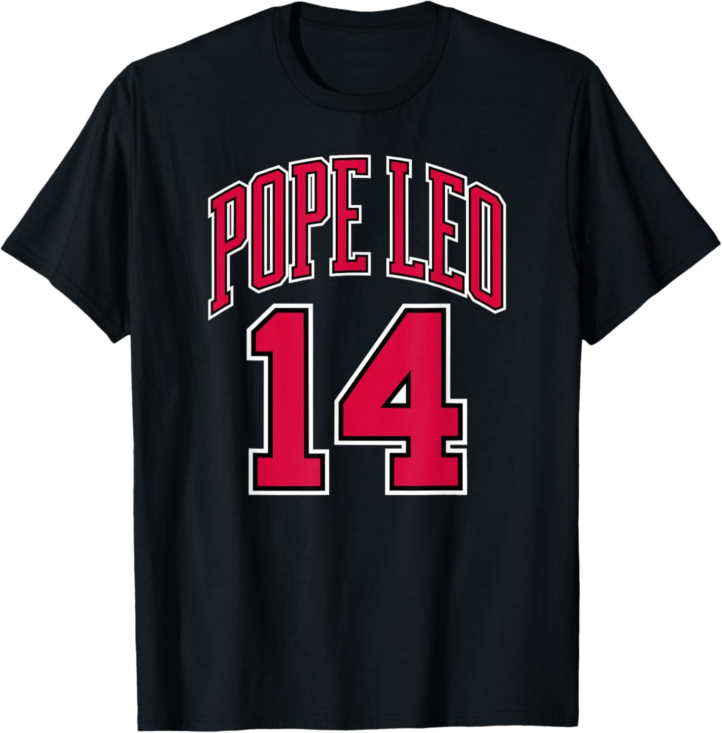 Pope Leo XIV of Chicago Sport Jersey Number 14 Red Print T-Shirt