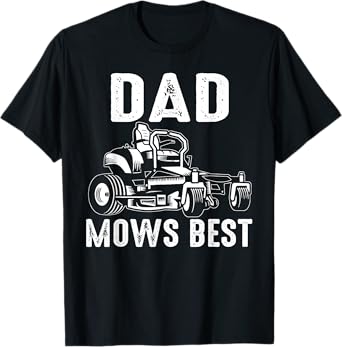 Dad Mows Best Funny Riding Mower Retro Mowing Dad T-Shirt
