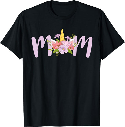 Mom Unicorn Floral Birthday Matching T-Shirt