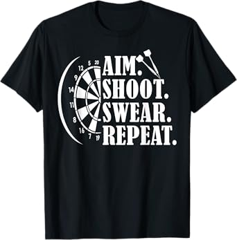 Aim Shoot Swear Repeat Vintage Darts Board Darts Champion T-Shirt