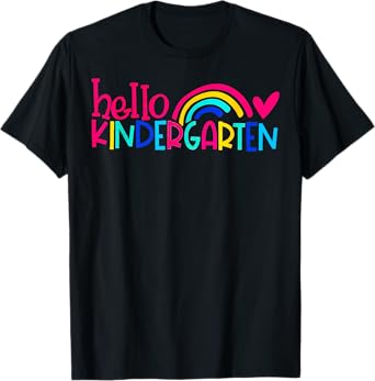 Hello Kindergarten Teacher Kids Rainbow Back To School T-Shirt