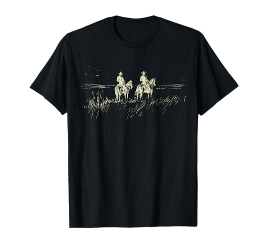 Cowboys On Horizon Vintage Western Cowboy Rodeo Gift for Men T-Shirt