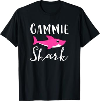 Gammie Shark Grandma Grandmother Pink Shark Graphic T-Shirt