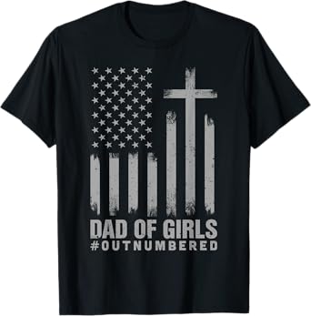 Vintage Christian Dad Fathers Day Dad of Girls Outnumbered T-Shirt