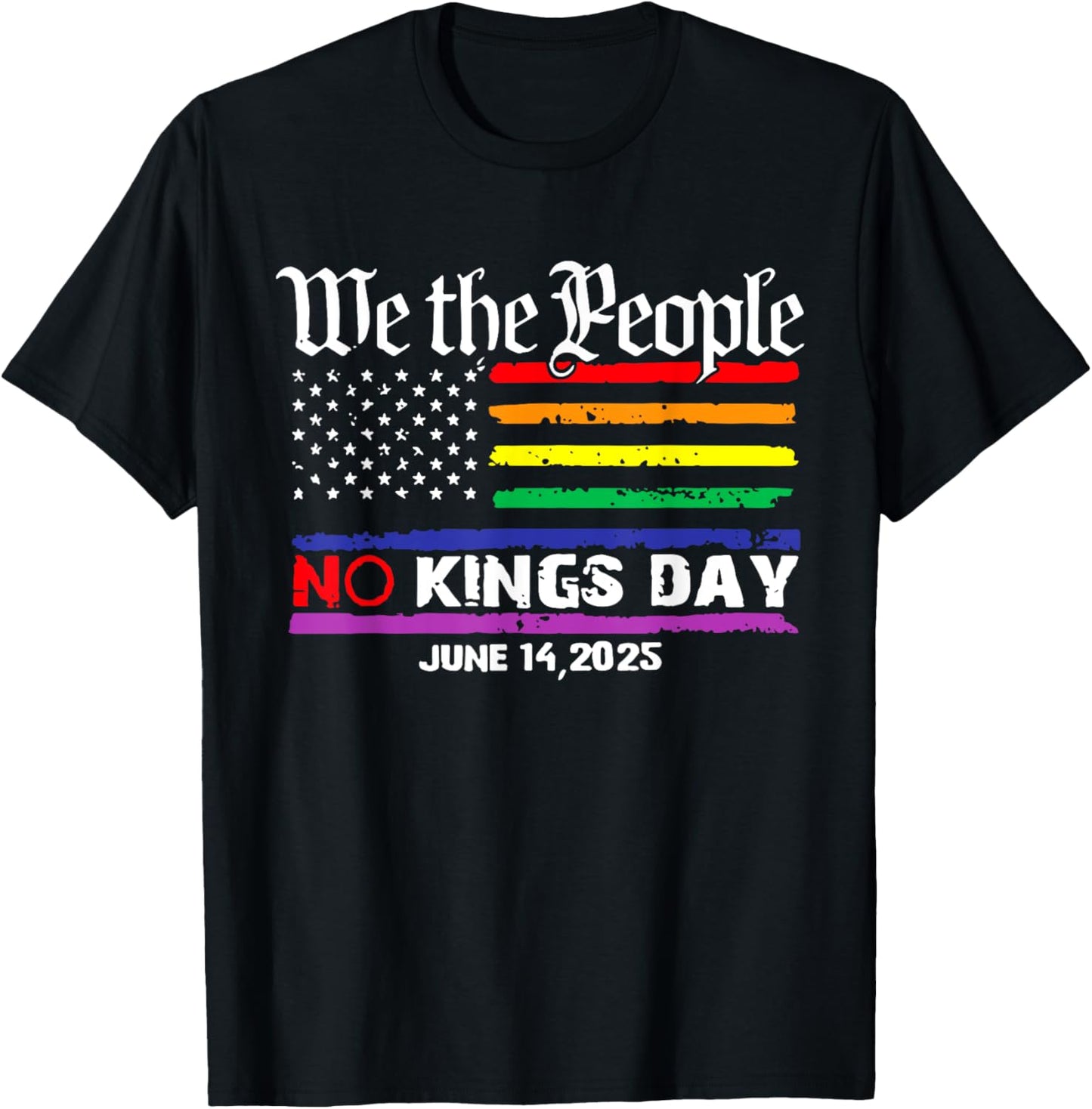 Retro We The People No Kings Day June 14 LGBT Pride T-Shirt