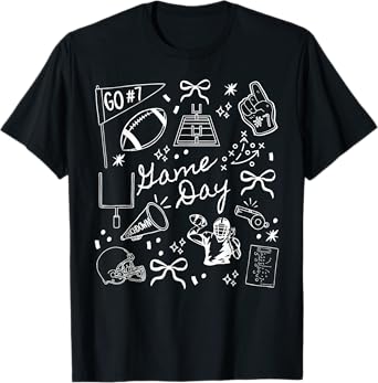 Touchdown Cheer American Football Game Day Coquette Bow T-Shirt