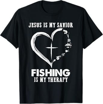 Jesus is my savior fishing is my therapy Funny Fisherman T-Shirt