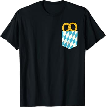 Oktoberfest Bavaria Flag Pocket Pretzel Funny Oktoberfest T-Shirt