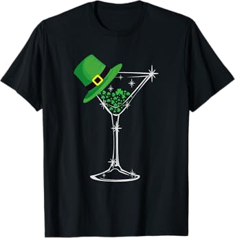 St. Patty's Day Four Leaf Clover Cute Martini Top Hat T-Shirt