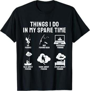 Things I Do In My Spare Time Fishing Boys Men Bass Fishing T-Shirt
