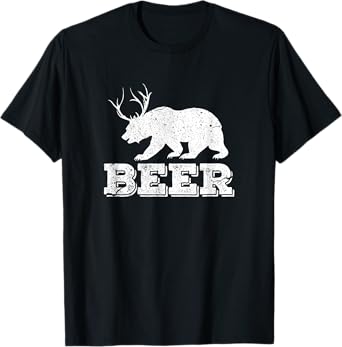 Beer Bear Deer Funny Hunting Vintage T-Shirt