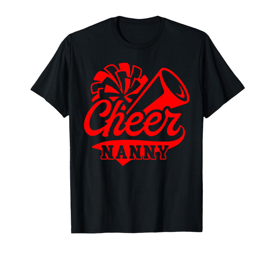 Cheer Nanny Biggest Fan Leopard Print Black And Red Pom Pom T-Shirt