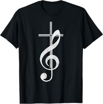 Cross Treble Clef Music Jesus Christianity Faith Religious T-Shirt