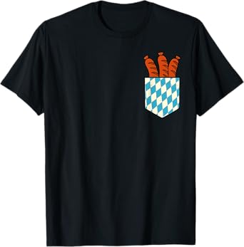 Oktoberfest Bavaria Flag Pocket Sausages Funny Oktoberfest T-Shirt