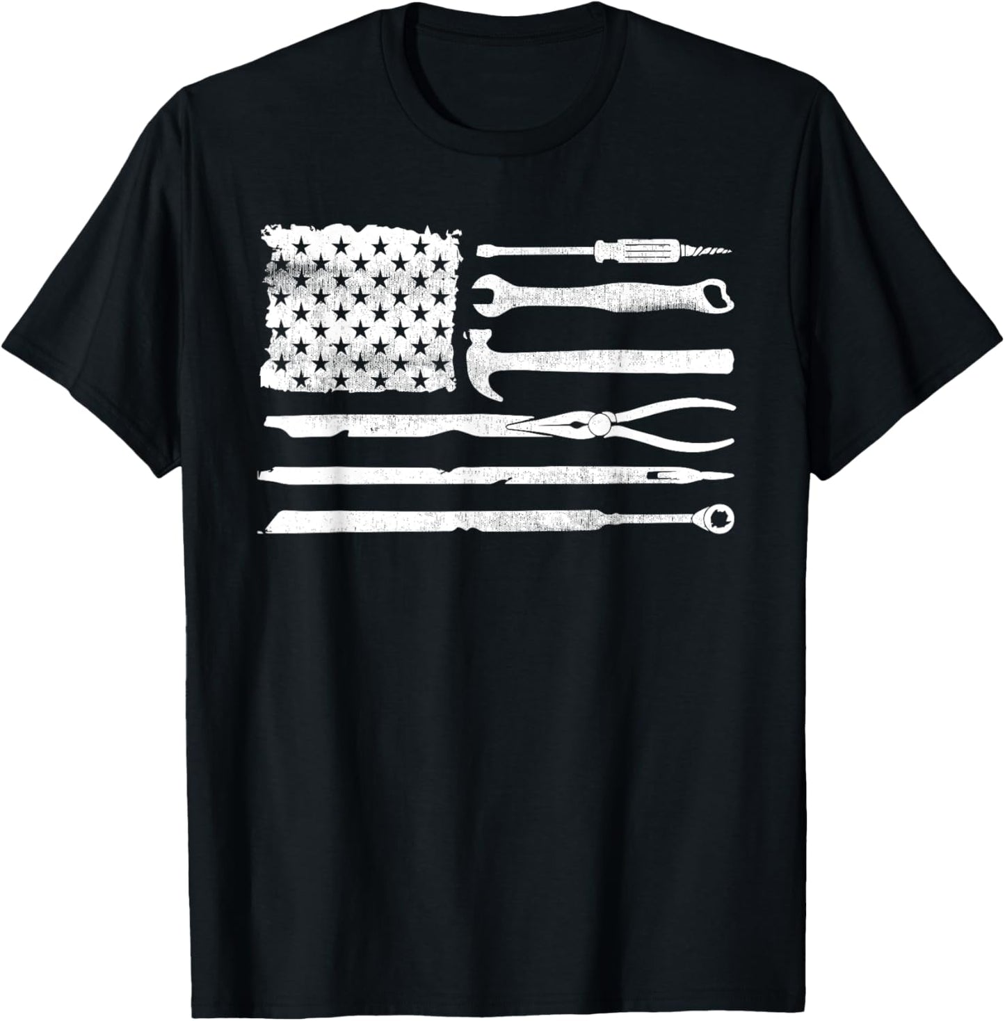 USA Flag Car Mechanics Tool Kit Men Dad Funny Fathers Day T-Shirt