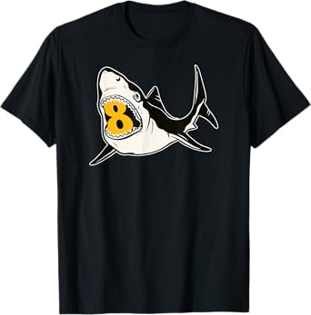 Kids Shark 8th Birthday Boys Ocean 8 years Old age Sharks T-Shirt