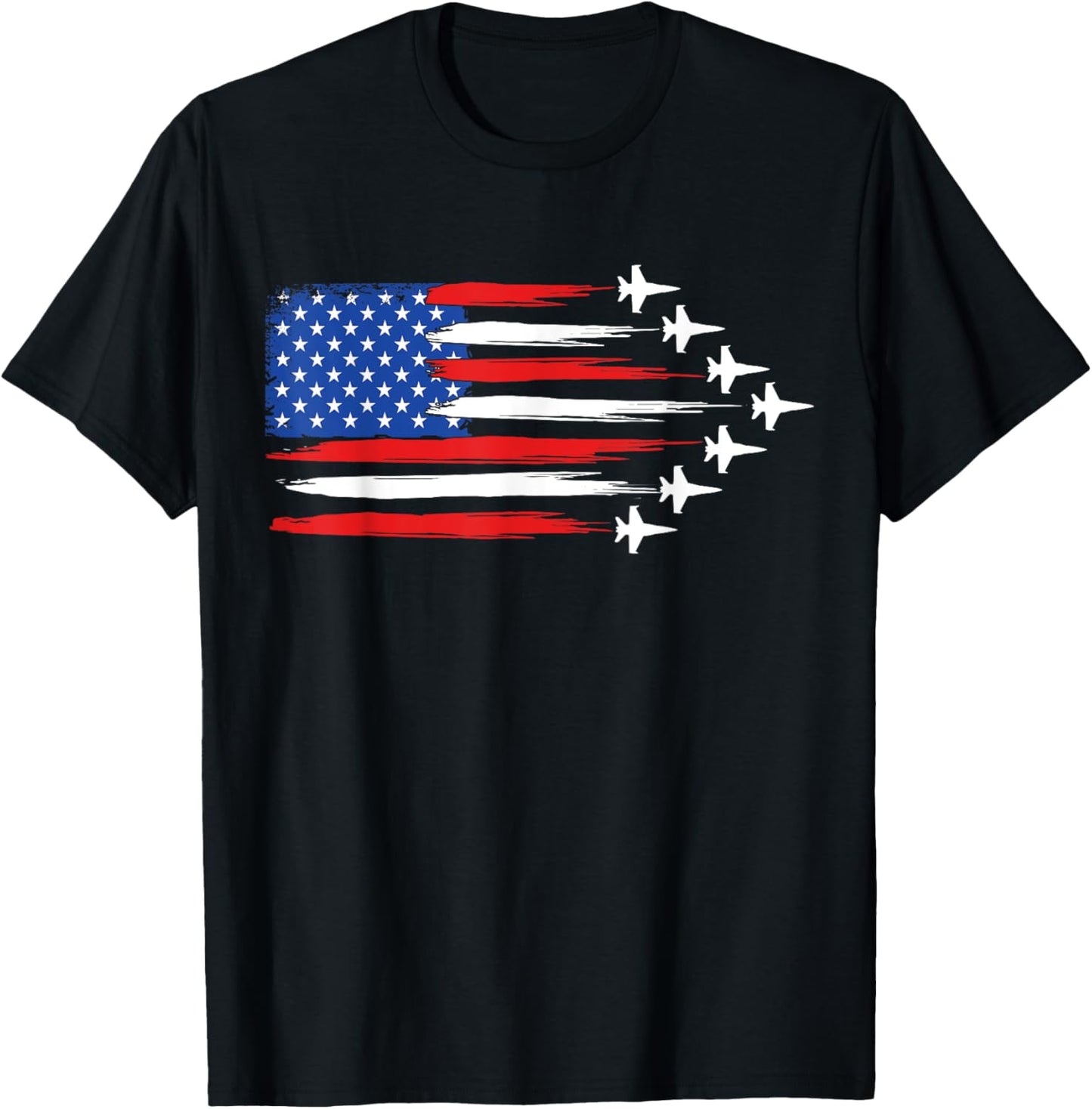 Fighter Jet Airplane American Flag Fighter Jets 4th of July T-Shirt