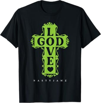 Air Foamposite One Black Volt God Love Green Black Jesus T-Shirt