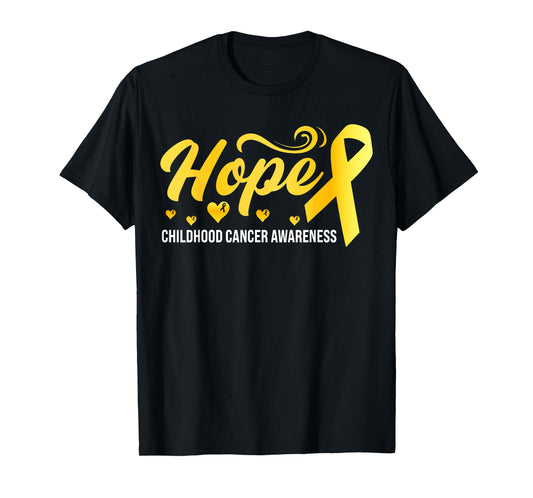 Hope Gold Ribbon Support Childhood Cancer Awareness Warrior T-Shirt